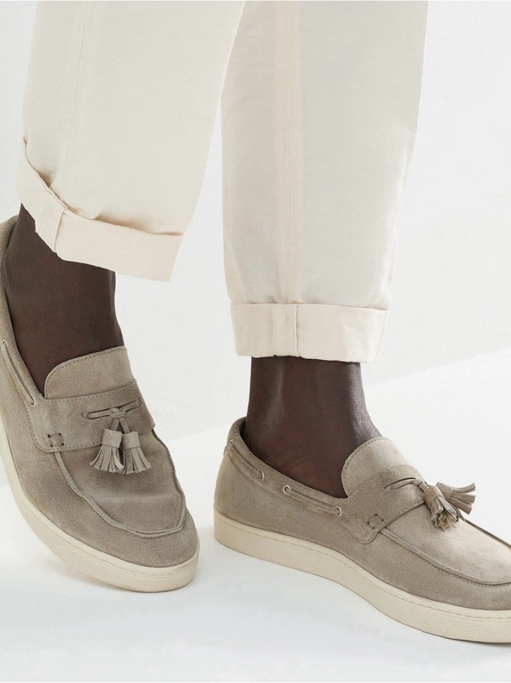 BRUNELLO CUCINELLI Men’s Hybrid Suede Loafers Beige 42 / 9 US Made In Italy - Picture 11 of 11